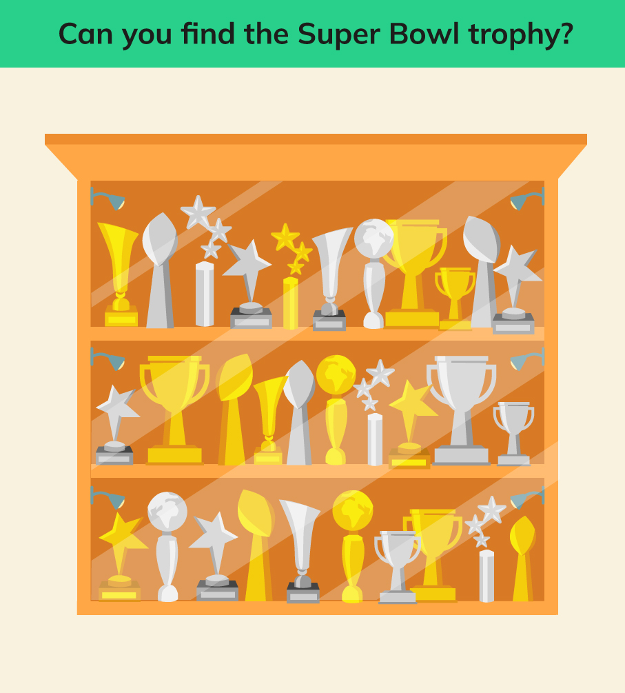 Can you find the Super Bowl trophy 1 1 Betsperts Media & Technology super bowl brainteasers
